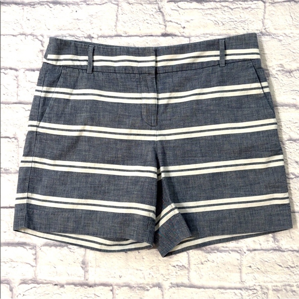LOFT The Riviera Short Blue and White Striped Cotton Chino Shorts Size 8